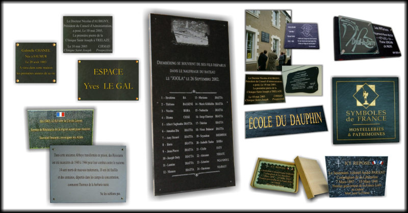 Plaques comm&eacute;moratives et plaque inaugurative